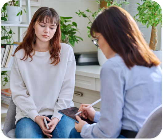 A therapist in a discussion with her client