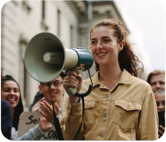 Young adults at a rally