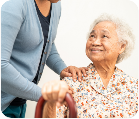 A patient getting support for her family