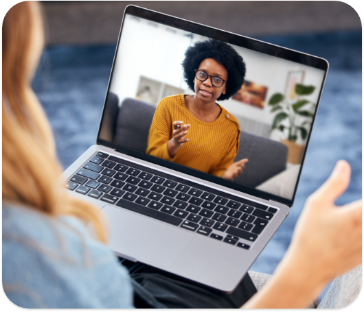 A therapist in session virtually with a client
