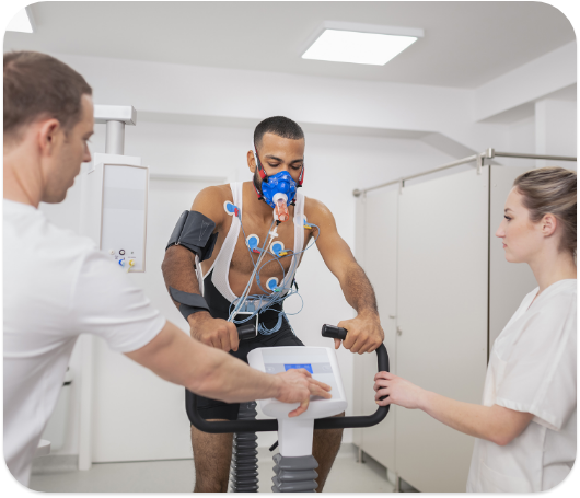 Doctors studying a person working out