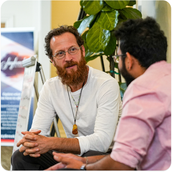 two men talking