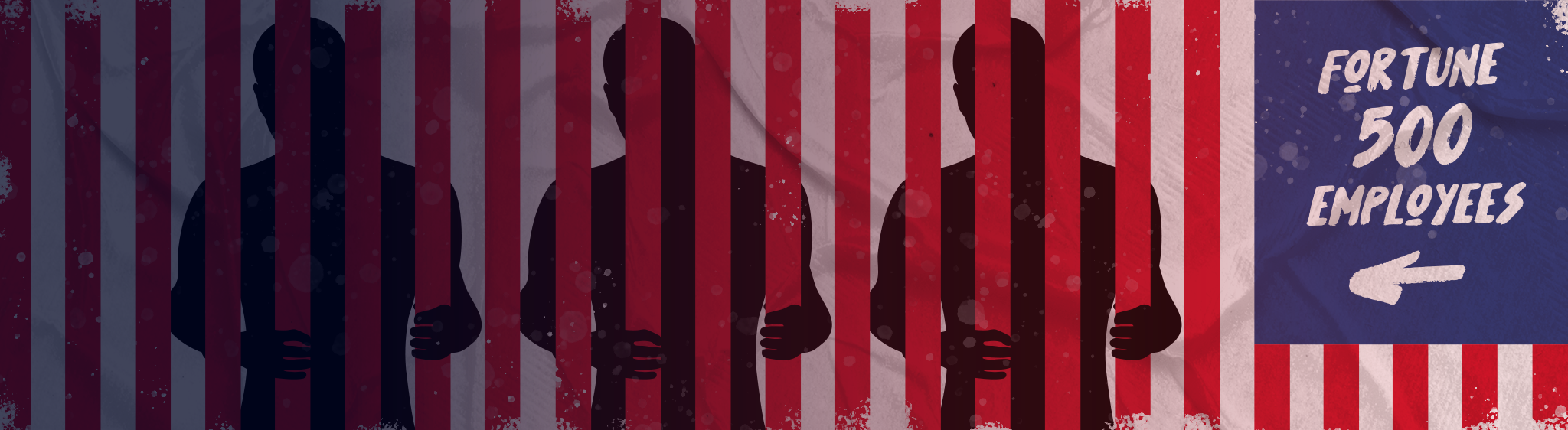 silhouettes of people behind red bars