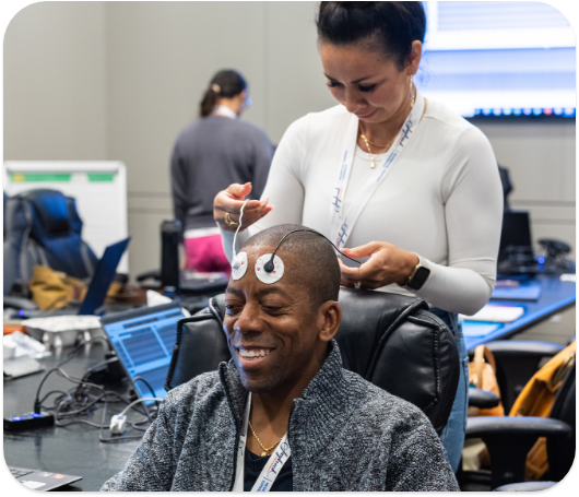 Students practicing biofeedback