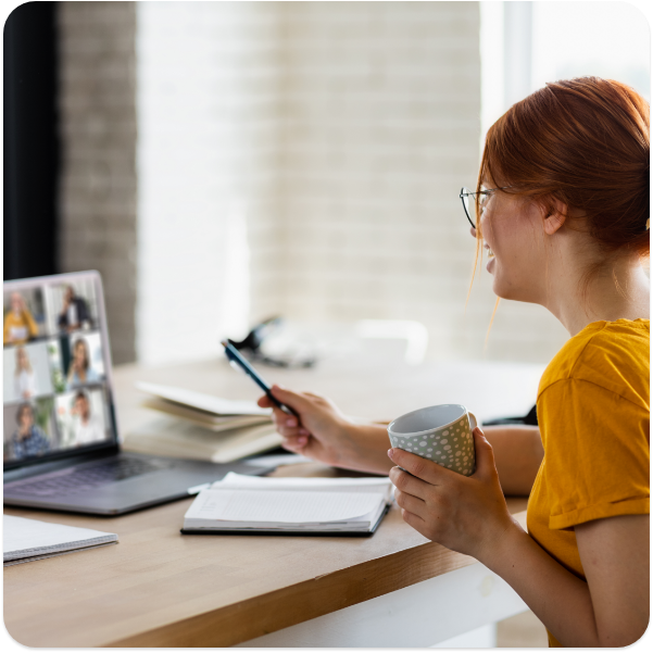 Student on a video call on her computer
