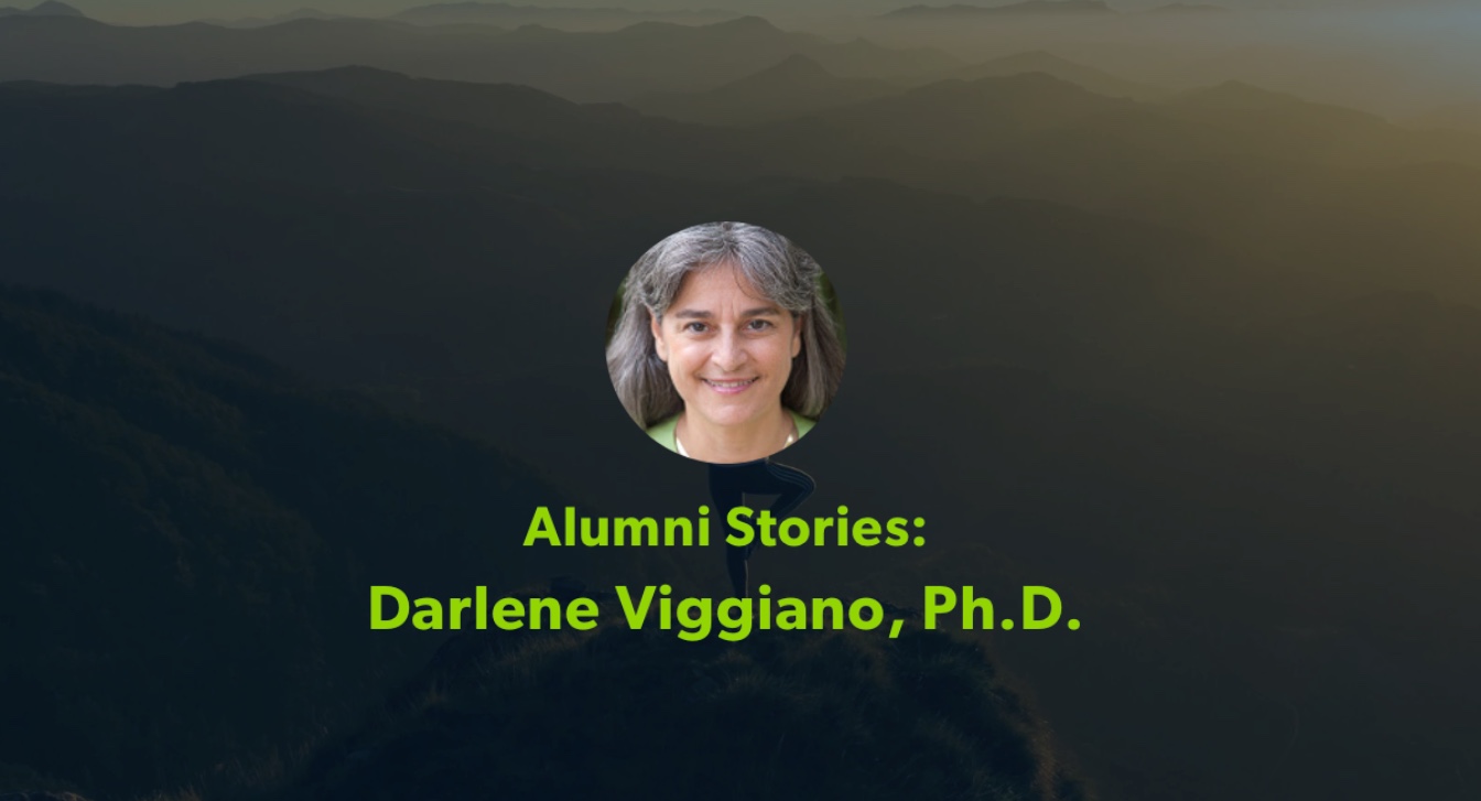 Dr. Darlene Viggiano smiles at the camera in a photograph inset on a banner displaying their name.